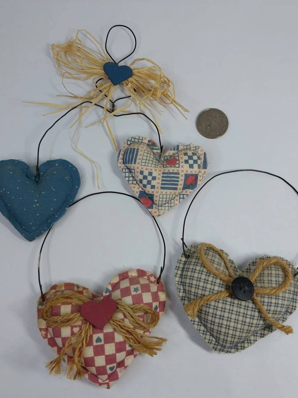 Primitive Country Wire Metal Heart Ornaments Rustic Farmhouse Cottagecore Lot